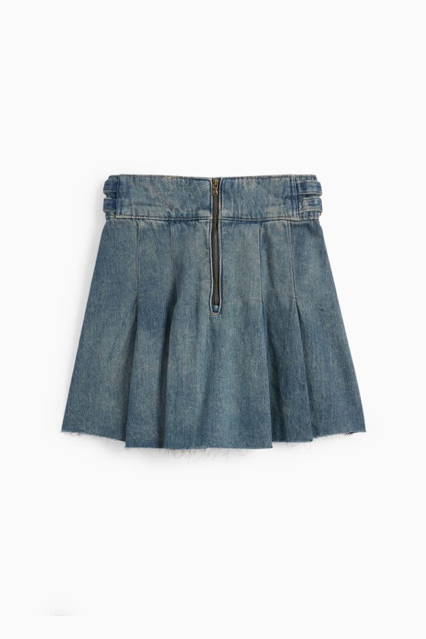 Damen - Faltenrock - jeansblau