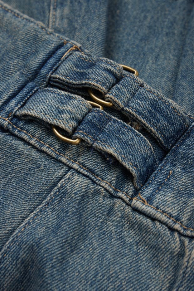 Damen - Faltenrock - jeansblau