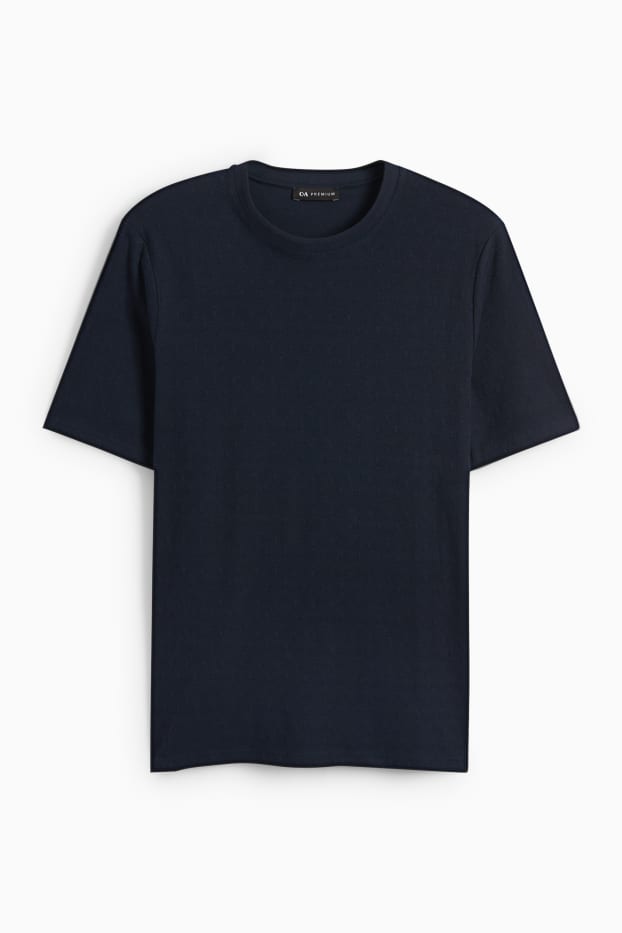 Herren - T-Shirt - strukturiert - dunkelblau