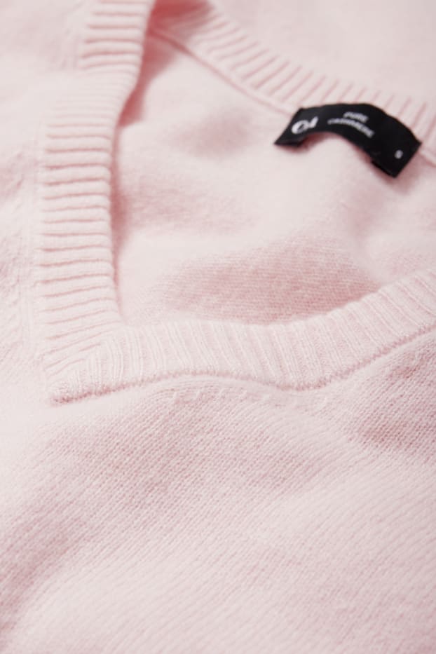 Women - Cashmere V-neck jumper - rose