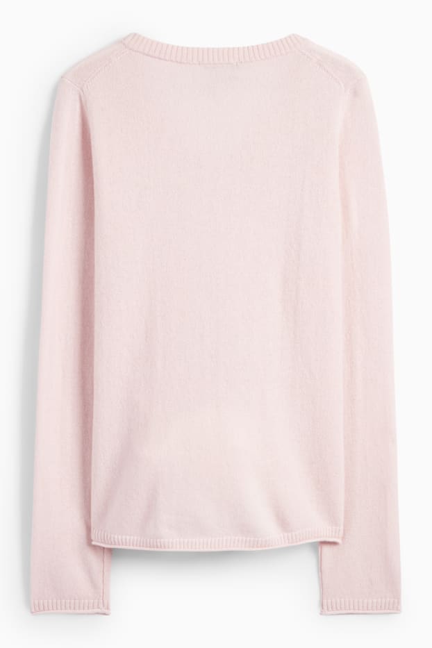 Women - Cashmere V-neck jumper - rose