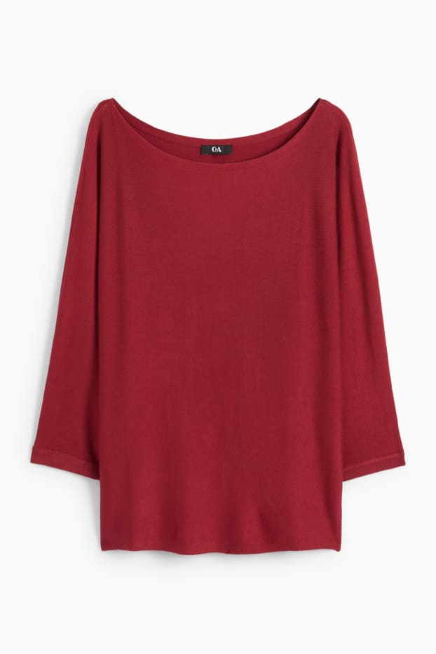 Femmes - Pull en maille fine - rouge foncé