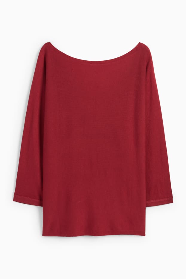 Femmes - Pull en maille fine - rouge foncé