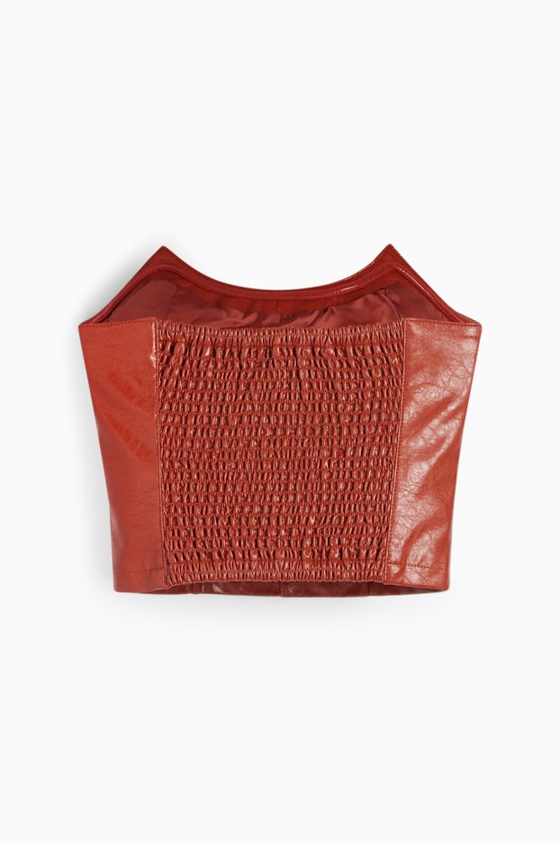 Damen - Corsage - Lederimitat - rot