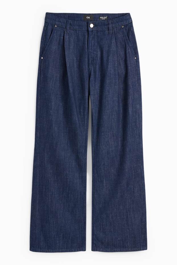 Dona - Wide leg jeans - mid waist - texà blau fosc