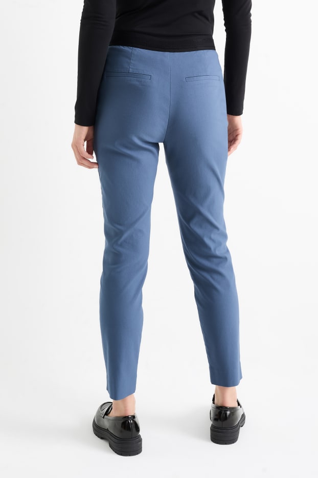 Women - Cloth trousers - mid-rise waist - slim fit - blue