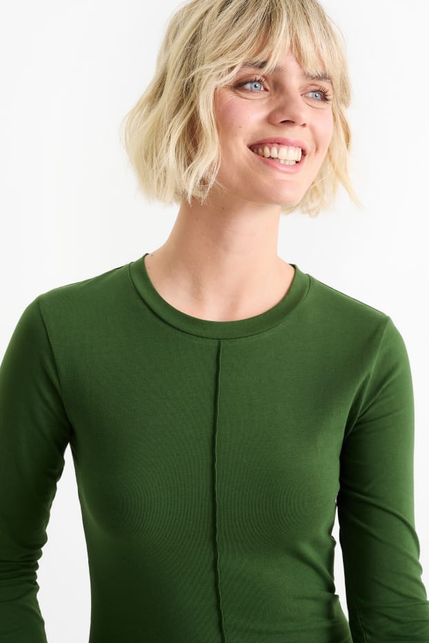 Damen - Basic-Langarmshirt - dunkelgrün