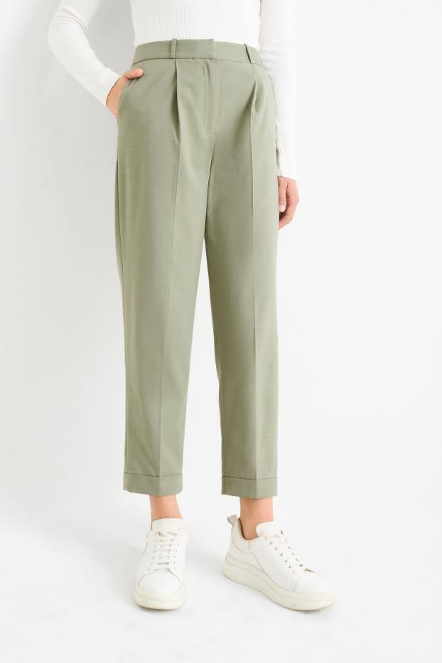 Dames - Pantalon - high waist - straight fit - lichtgroen