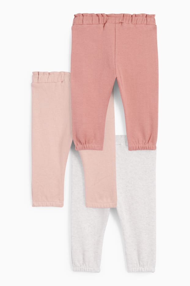 Baby Girls - Multipack of 3 - baby joggers - dark rose