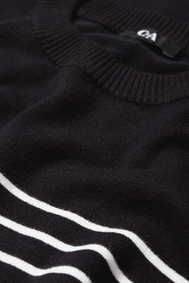 Kobiety - Sweter z cienkiej dzianiny - w paski - czarny