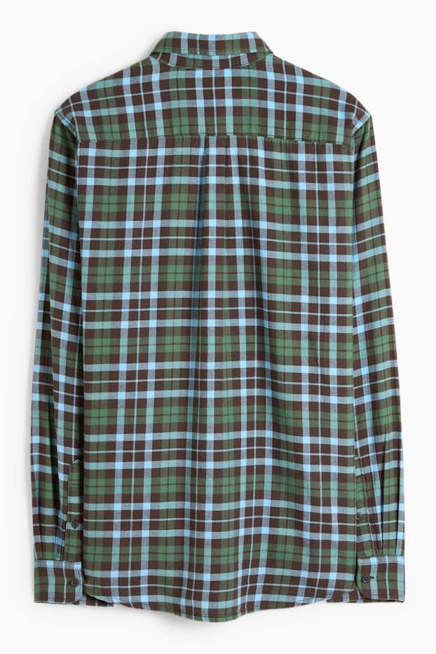 Uomo - Camicia - regular fit - button down - a quadretti - verde