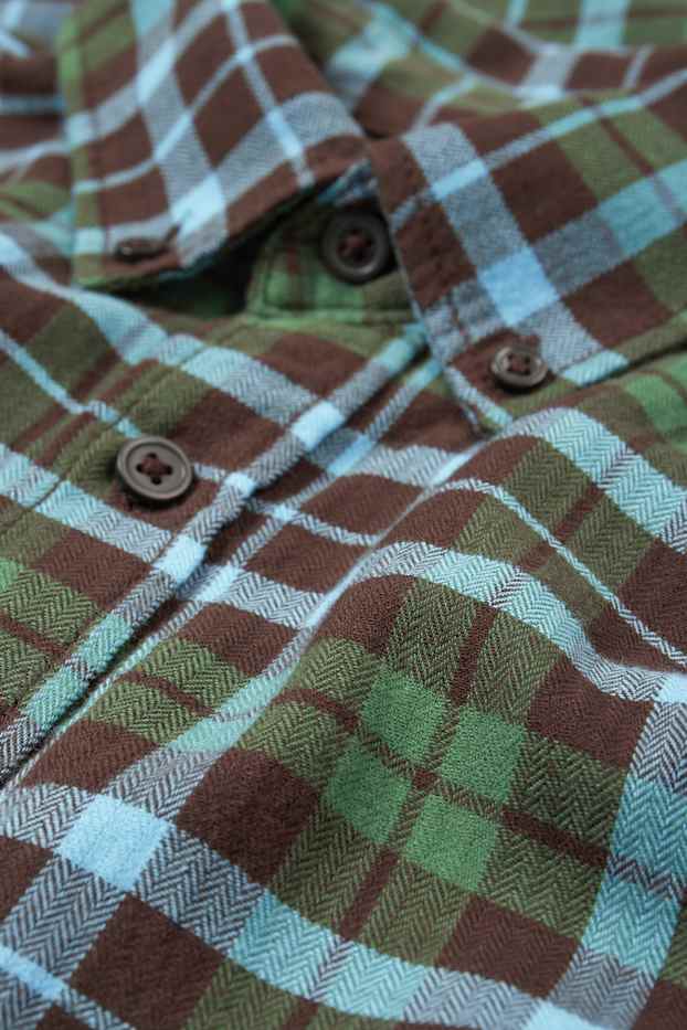 Uomo - Camicia - regular fit - button down - a quadretti - verde