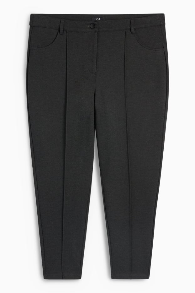 Dames - Broek van jersey - high waist - skinny fit - zwart mix