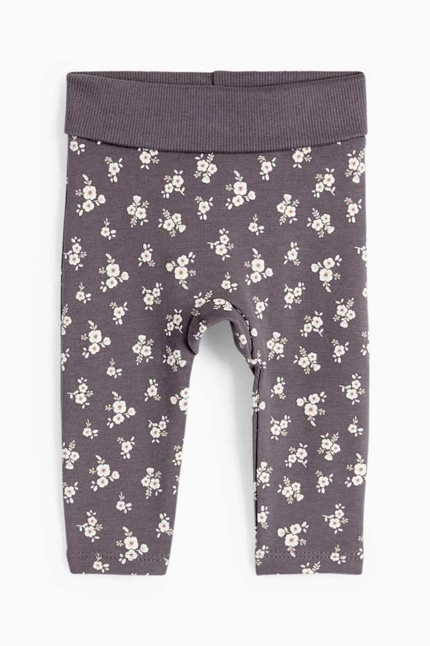 Bébés filles - Petites fleurs - tenue pour bébé - 2 pièces - gris / beige