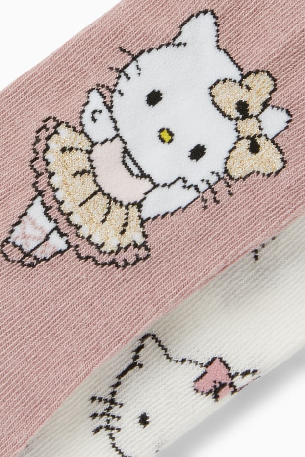 Enfants filles - Lot de 2 - Hello Kitty - collants - rose foncé