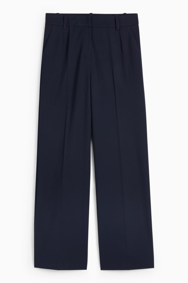 Femmes - Pantalon de bureau - high waist - wide leg - bleu foncé