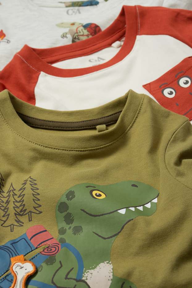 Bambini - Confezione da 3 - dinosauri - maglia a maniche lunghe - verde