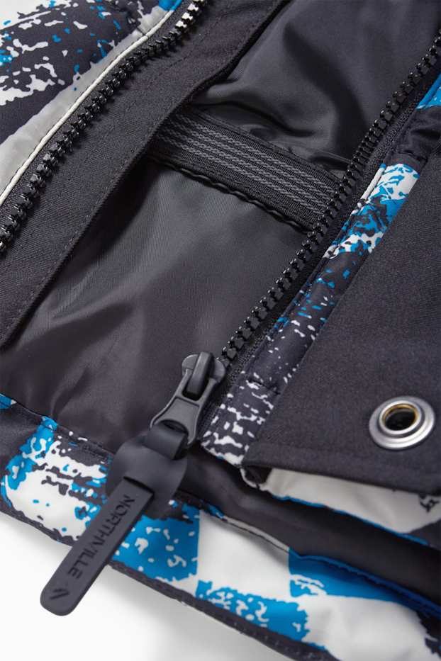 Bambini - Giacca da sci con cappuccio - impermeabile - fantasia - nero