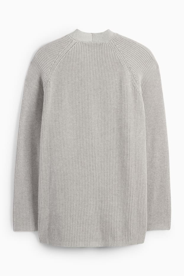 Donna - Cardigan - a coste - grigio chiaro