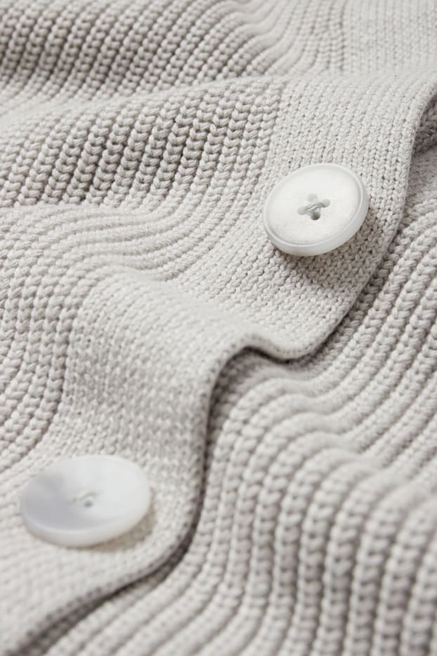 Donna - Cardigan - a coste - grigio chiaro