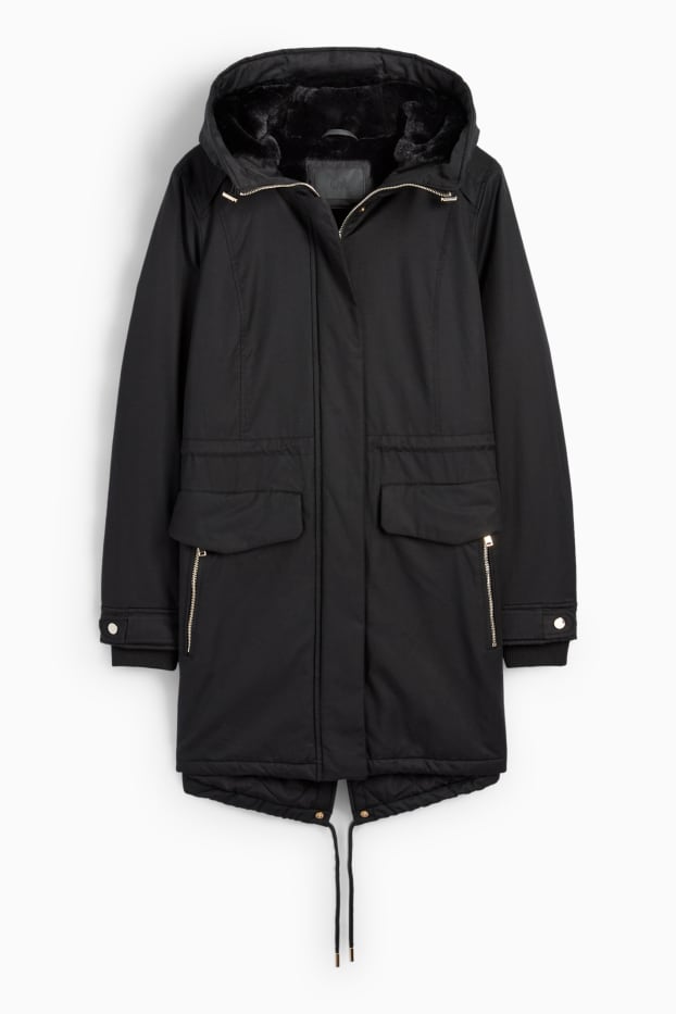 Women - Parka with hood - black