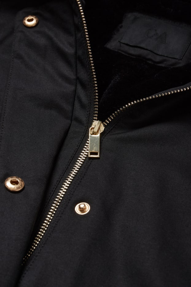 Women - Parka with hood - black
