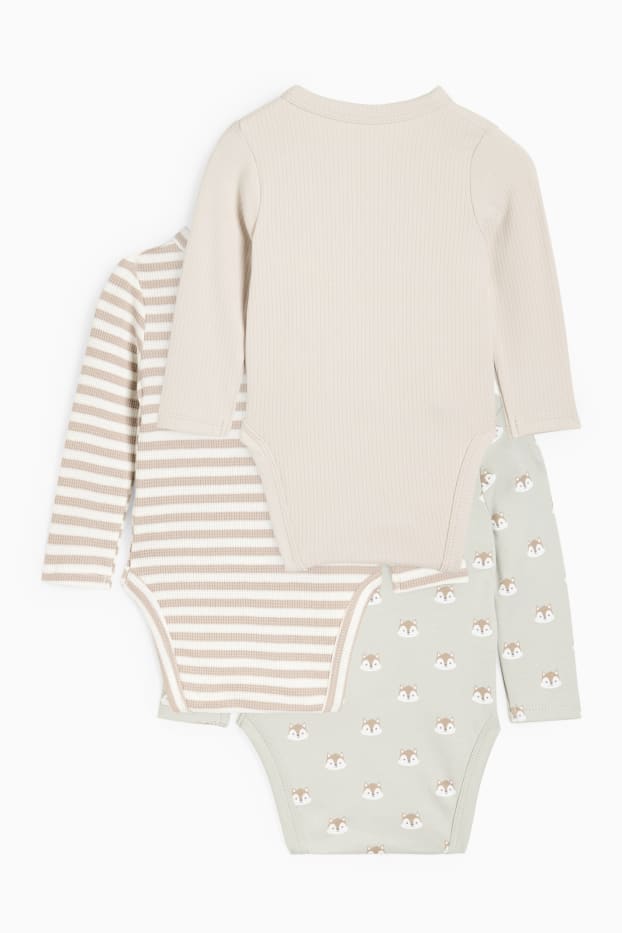 Unisexe - Lot de 3 - petits écureuils - bodys croisés bébé - vert / rose