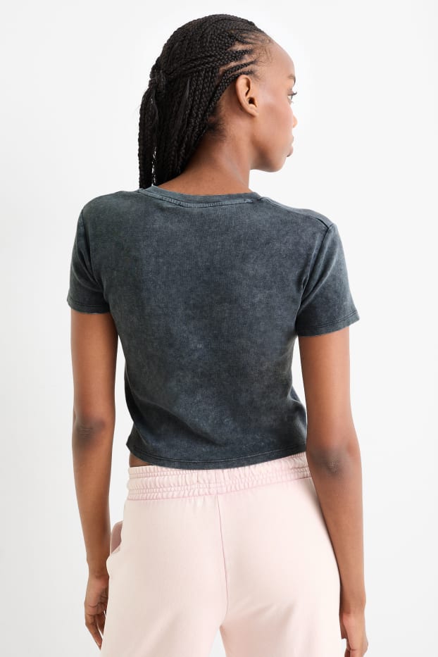 Dames - T-shirt - Clueless - donkergrijs