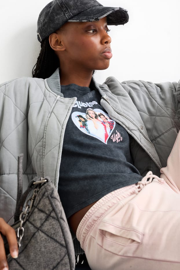Dames - T-shirt - Clueless - donkergrijs