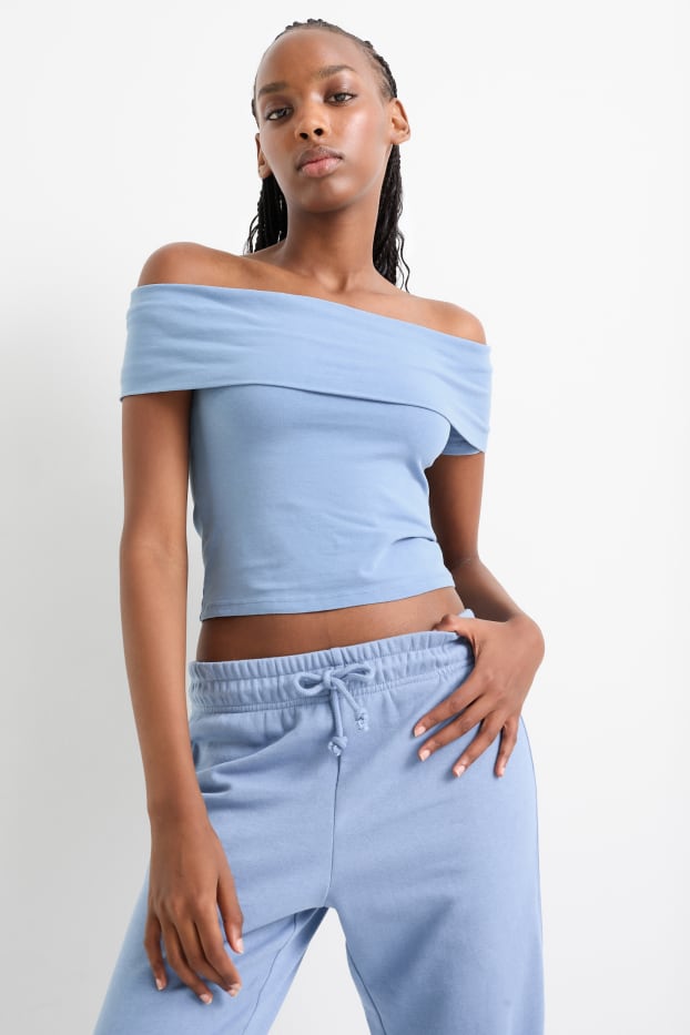 Femei - Tricou crop - albastru deschis