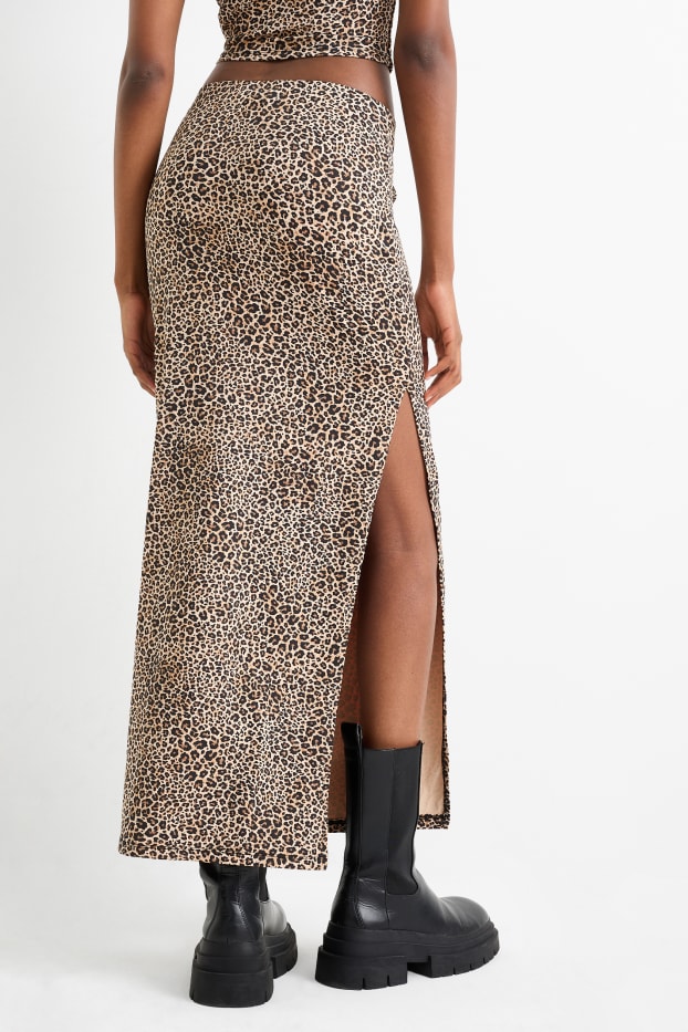 Women - Skirt - leopard print - light brown