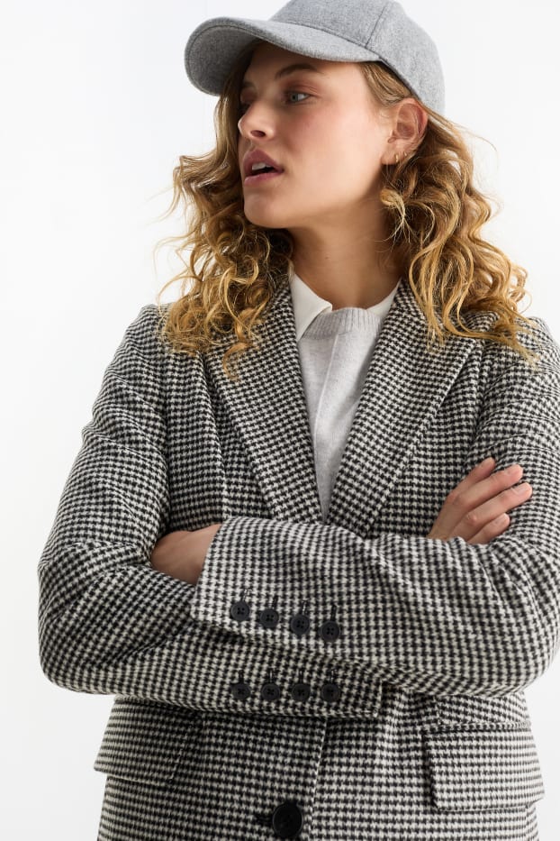 Femmes - Manteau - à motif - blanc / noir