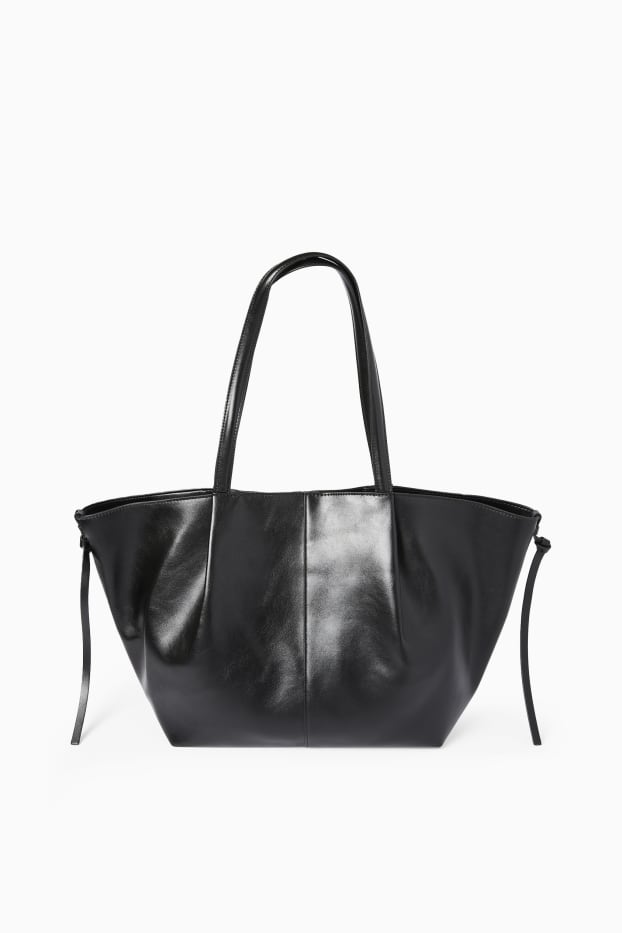 Femei - Geantă shopper mare - imitație de piele - negru