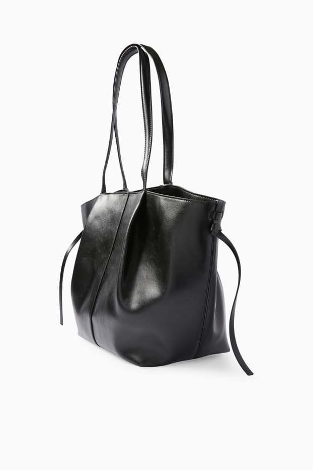 Femei - Geantă shopper mare - imitație de piele - negru