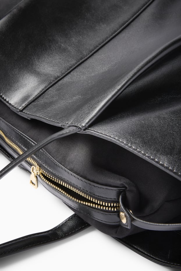 Femei - Geantă shopper mare - imitație de piele - negru