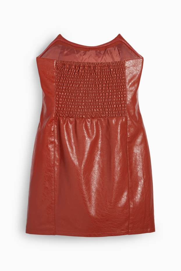 Dames - Nauwsluitende jurk - imitatieleer - rood