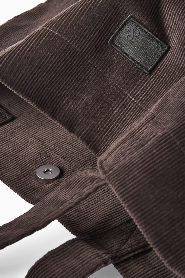 Uomo - Borsa in velluto a coste - marrone scuro