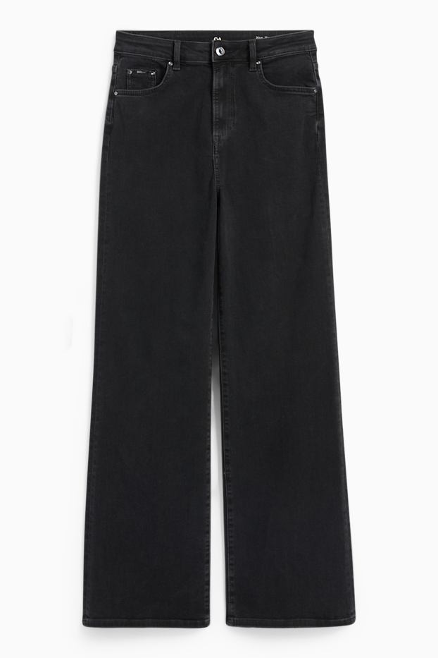 Femmes - Wide leg jean - high waist - jean gris foncé