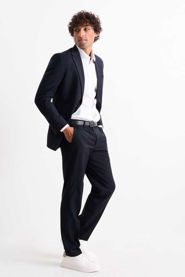 Herren - Baukasten-Hose - Regular Fit - Flex - Woll-Mix - dunkelblau