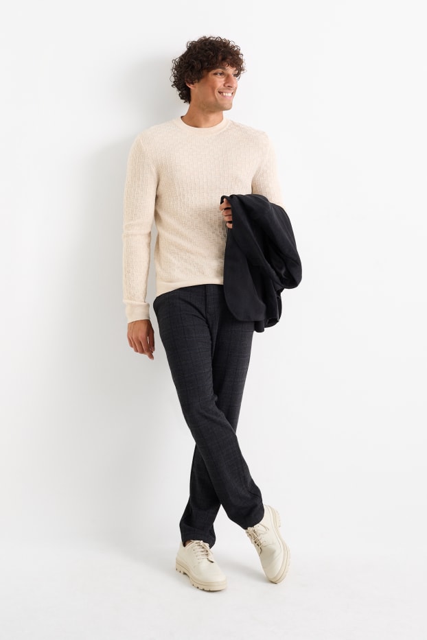 Hommes - Chino - slim fit - à carreaux - noir