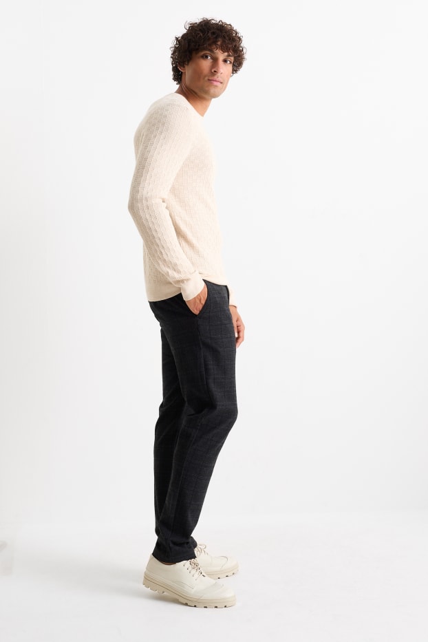 Hommes - Chino - slim fit - à carreaux - noir