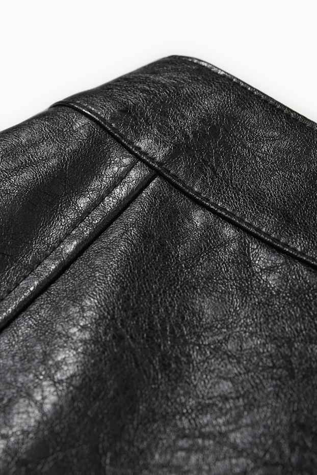 Damen - Skort - Lederimitat - schwarz