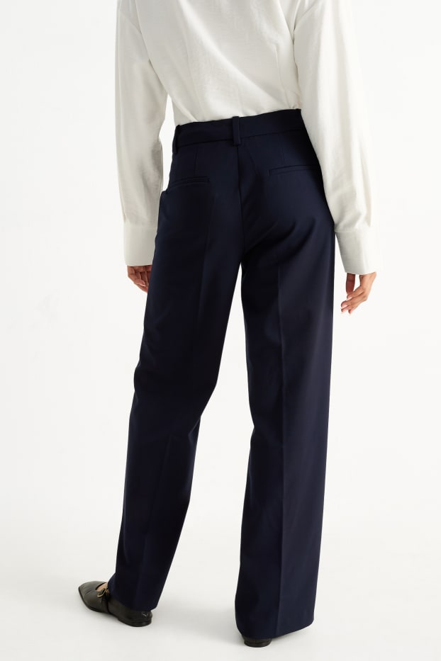 Femmes - Pantalon de bureau - high waist - wide leg - bleu foncé