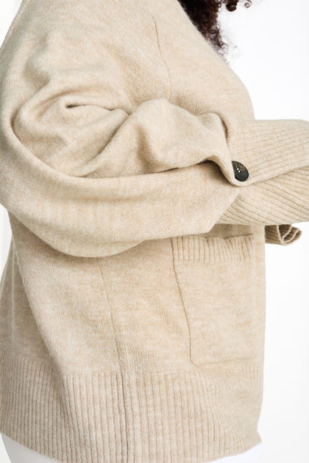 Femei - Cardigan tricotat - bej