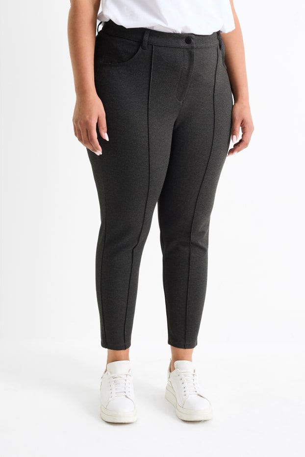 Dames - Broek van jersey - high waist - skinny fit - zwart mix
