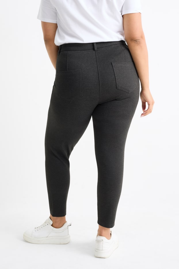 Dames - Broek van jersey - high waist - skinny fit - zwart mix