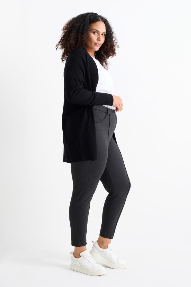 Dames - Broek van jersey - high waist - skinny fit - zwart mix