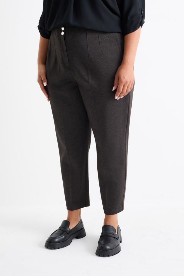 Femmes - Pantalon en toile - high waist - slim fit - gris foncé