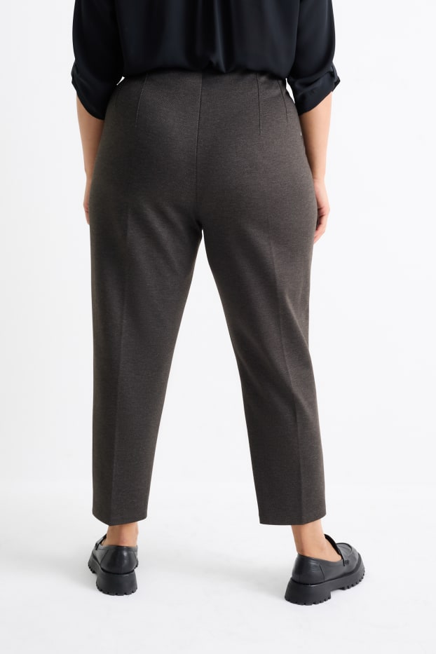 Femmes - Pantalon en toile - high waist - slim fit - gris foncé