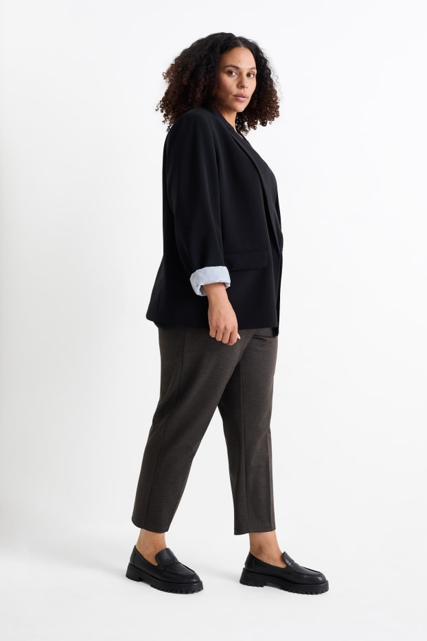 Femmes - Pantalon en toile - high waist - slim fit - gris foncé